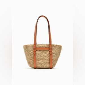 ZARA JUTE MIDI TOTE BAG